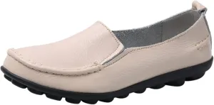 Women's Slip On Leather Shoes Soft Flat Soled Non Slip Elderly Loafers Orthopedic Slip-On Loafers Work Shoes