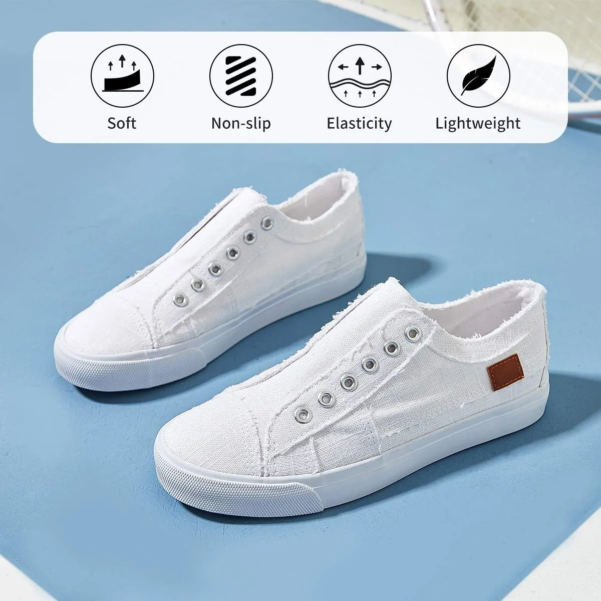 Women's Slip on Shoes Non Slip Fashion Canvas Sneakers Low Top Casual Shoes