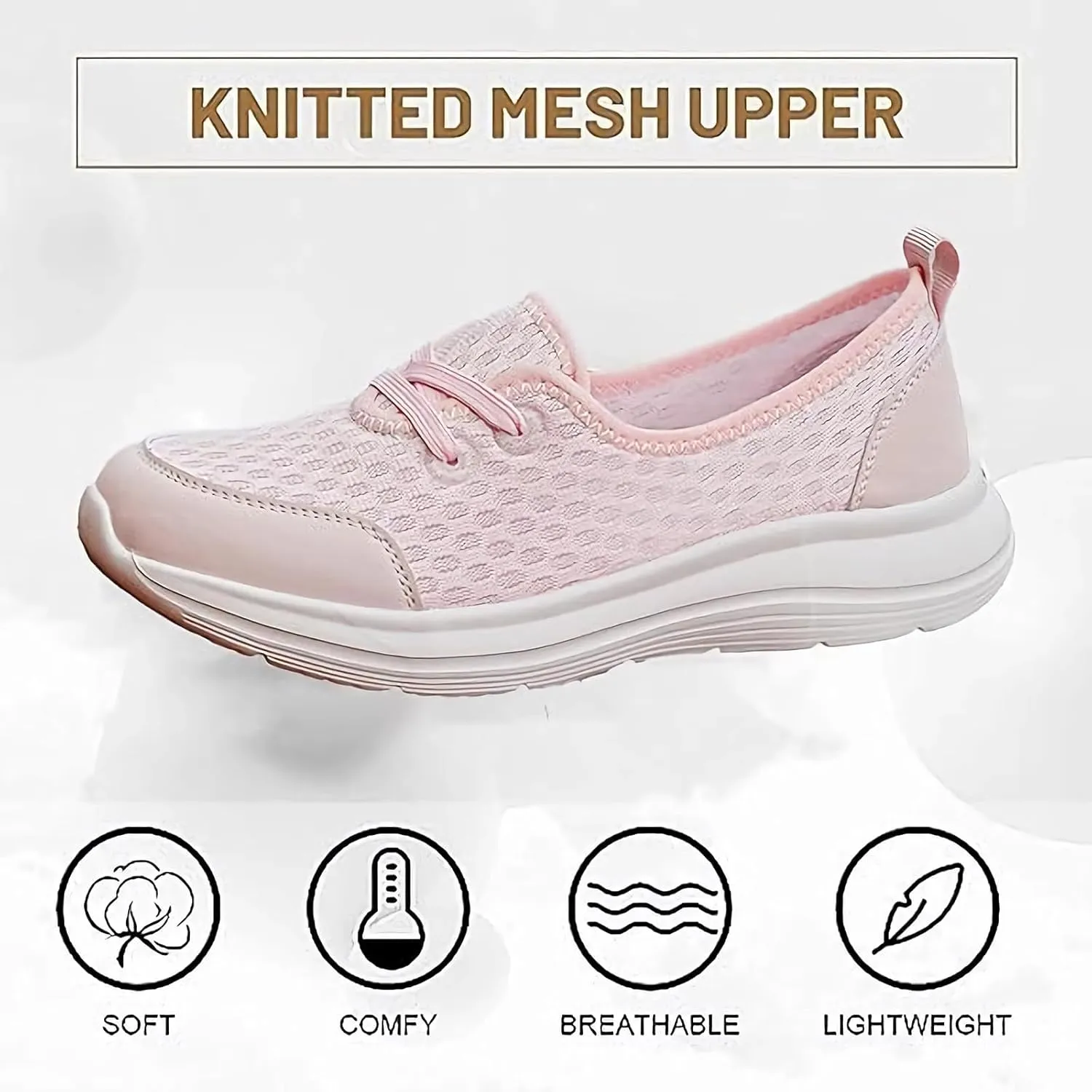 Women's Soft Sole Mesh Comfort Orthopedic Shoes,Non-Slip Low Top Casual Shoe Breathable Slip-On Flat Walking Shoes