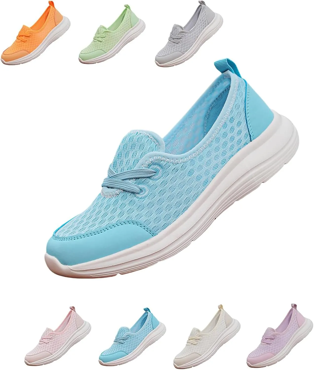Women's Soft Sole Mesh Comfort Orthopedic Shoes,Non-Slip Low Top Casual Shoe Breathable Slip-On Flat Walking Shoes