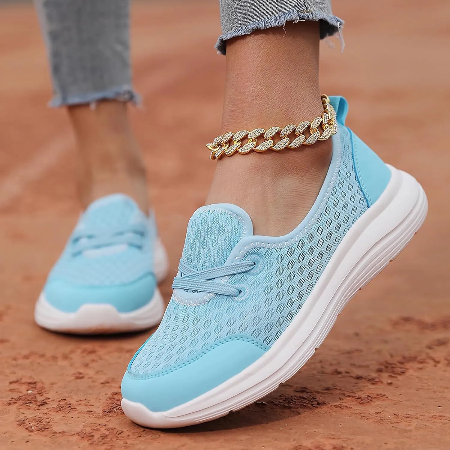 Women's Soft Sole Mesh Comfort Orthopedic Shoes,Non-Slip Low Top Casual Shoe Breathable Slip-On Flat Walking Shoes