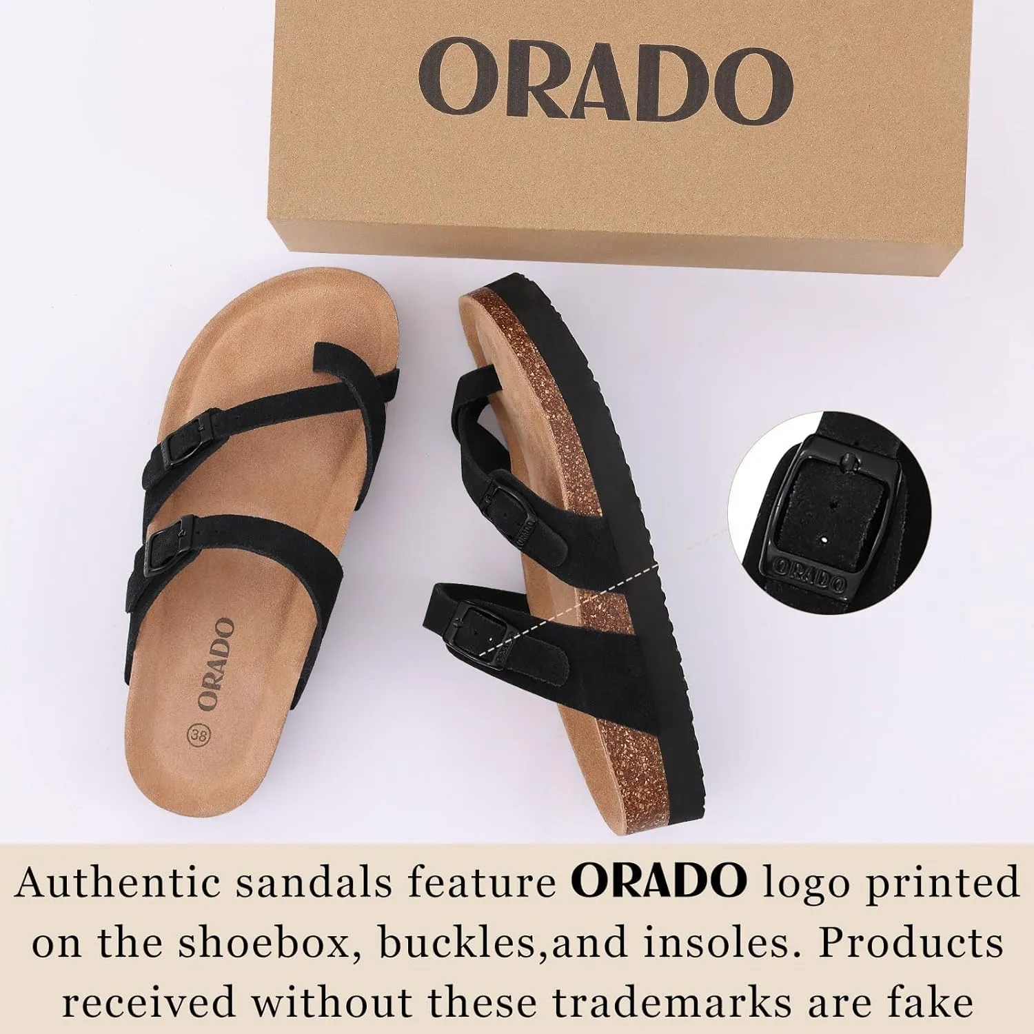 Women's Suede Platform Sandals Cork Footbed Adjustable Comfortable Support Summer Slides