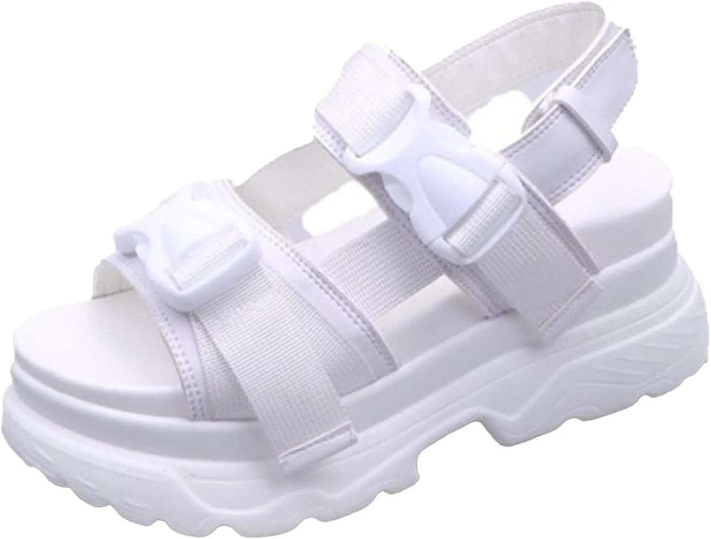 Women's Summer Ankle Strap Fashion Platform Walking Sandals Open Toe Comfortable Non-Slip Buckle Chunky Sports Sandals for Party Daily Casual