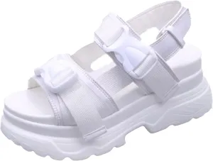 Women's Summer Ankle Strap Fashion Platform Walking Sandals Open Toe Comfortable Non-Slip Buckle Chunky Sports Sandals for Party Daily Casual