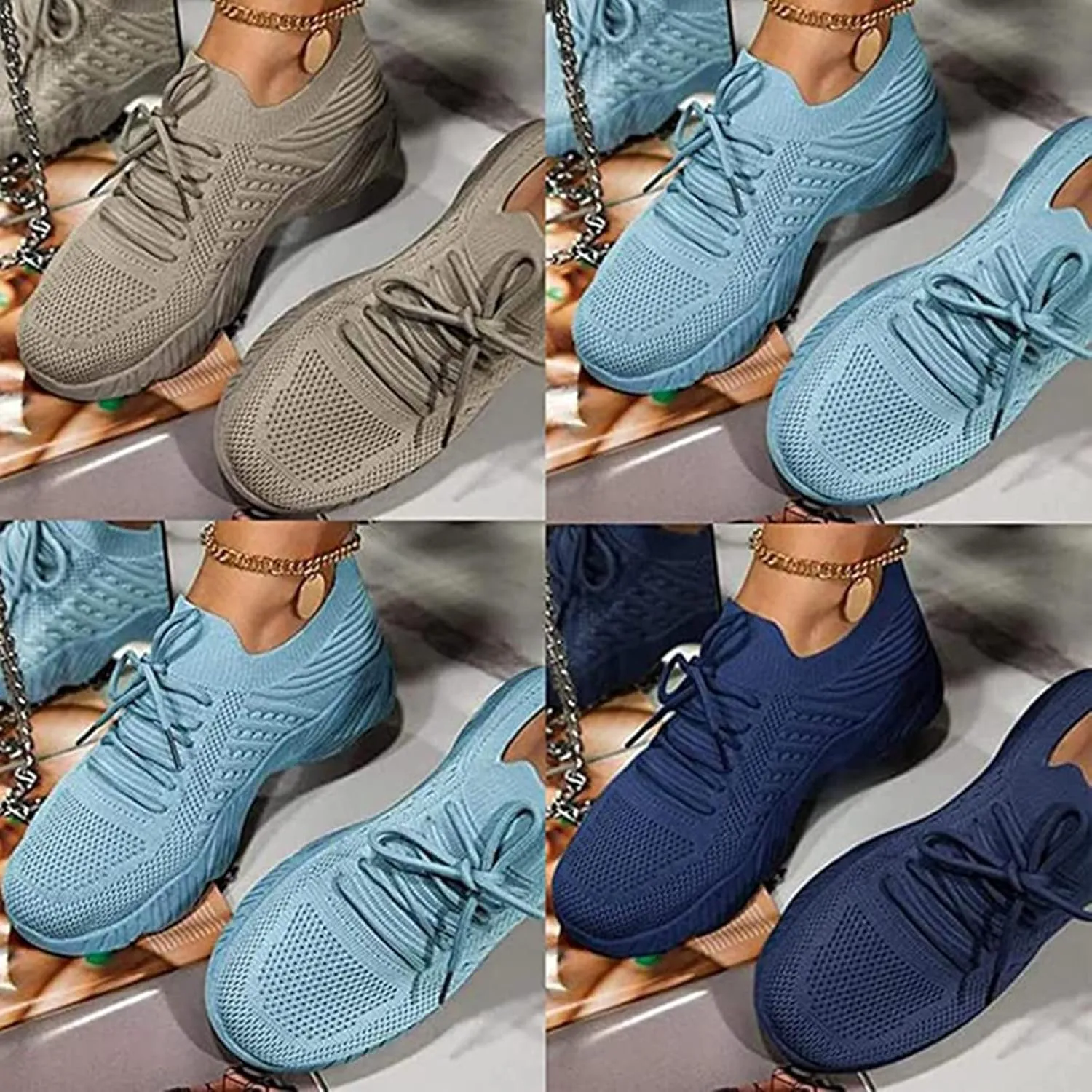 Womens Walking Shoes Tennis Running Shoes Work Gym Tennis Athletic Sports Breathable Lightweight Sneaker Comfort Mesh Soft Sole Non Slip Fashion Athletic Sneakers