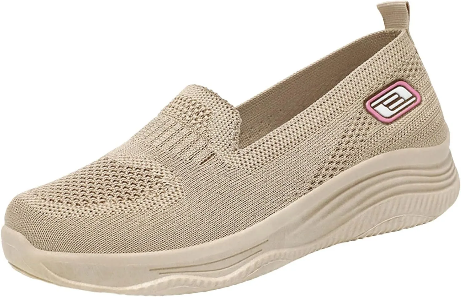 Womens Walking Shoes Woven Breathable Soft Sole Shoes Lightweight Comfort Platform Mesh Slip in Sneakers Arch Support