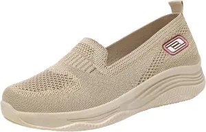 Womens Walking Shoes Woven Breathable Soft Sole Shoes Lightweight Comfort Platform Mesh Slip in Sneakers Arch Support