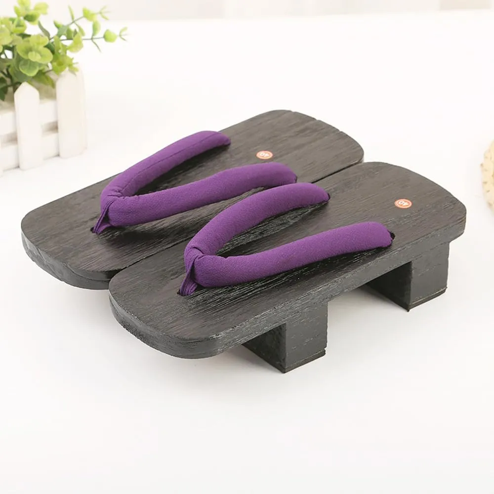Wooden &Men Summer Clogs Women Kamado Cosplay Shoes Floral Geta Slippers Japanese Sandal Clog