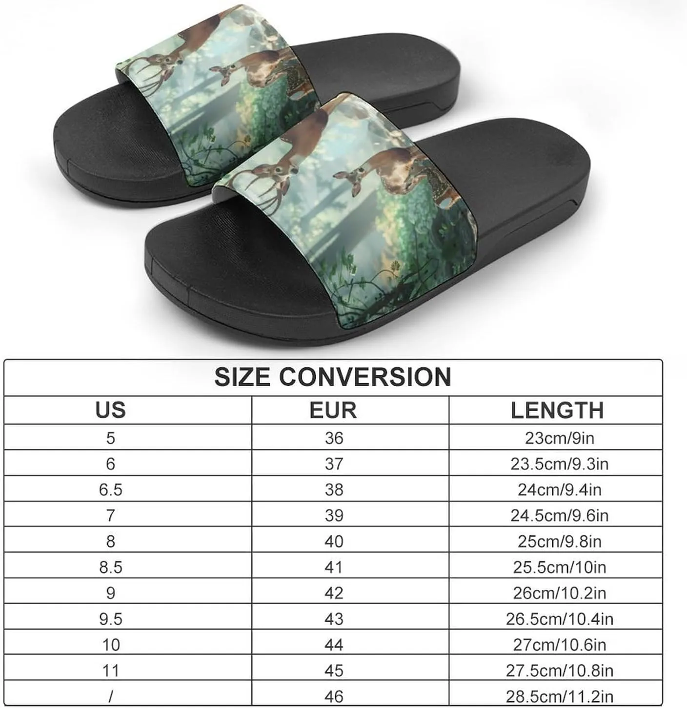 Woodland Deer Novelty Slippers Slides Sandals Shower Home House Shoes Non-Slip Soft Sole Shoe For Men Women Bathroom