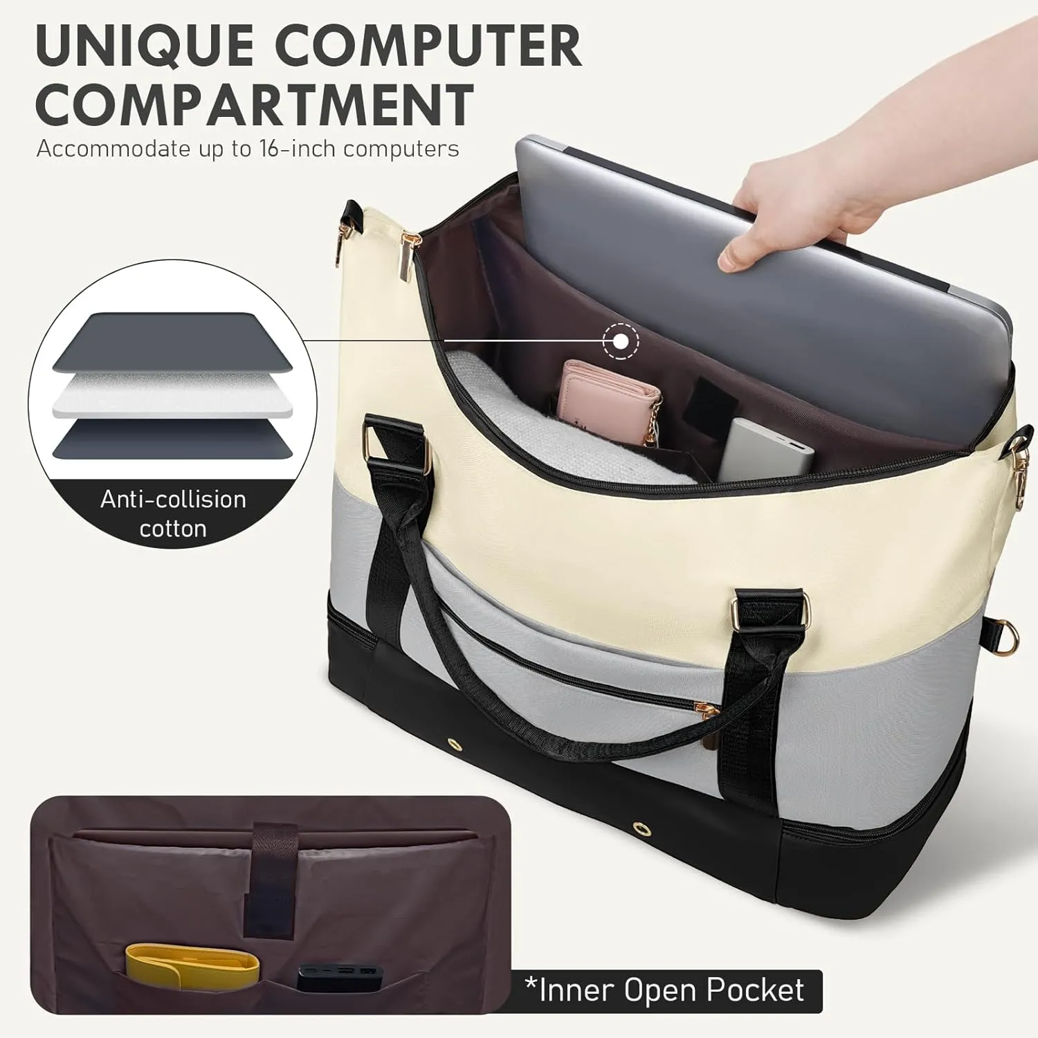WOOMADA Weekender Bags for Women, Carry On Overnight Bag with Toiletry Bag, Personal Item Travel Duffel