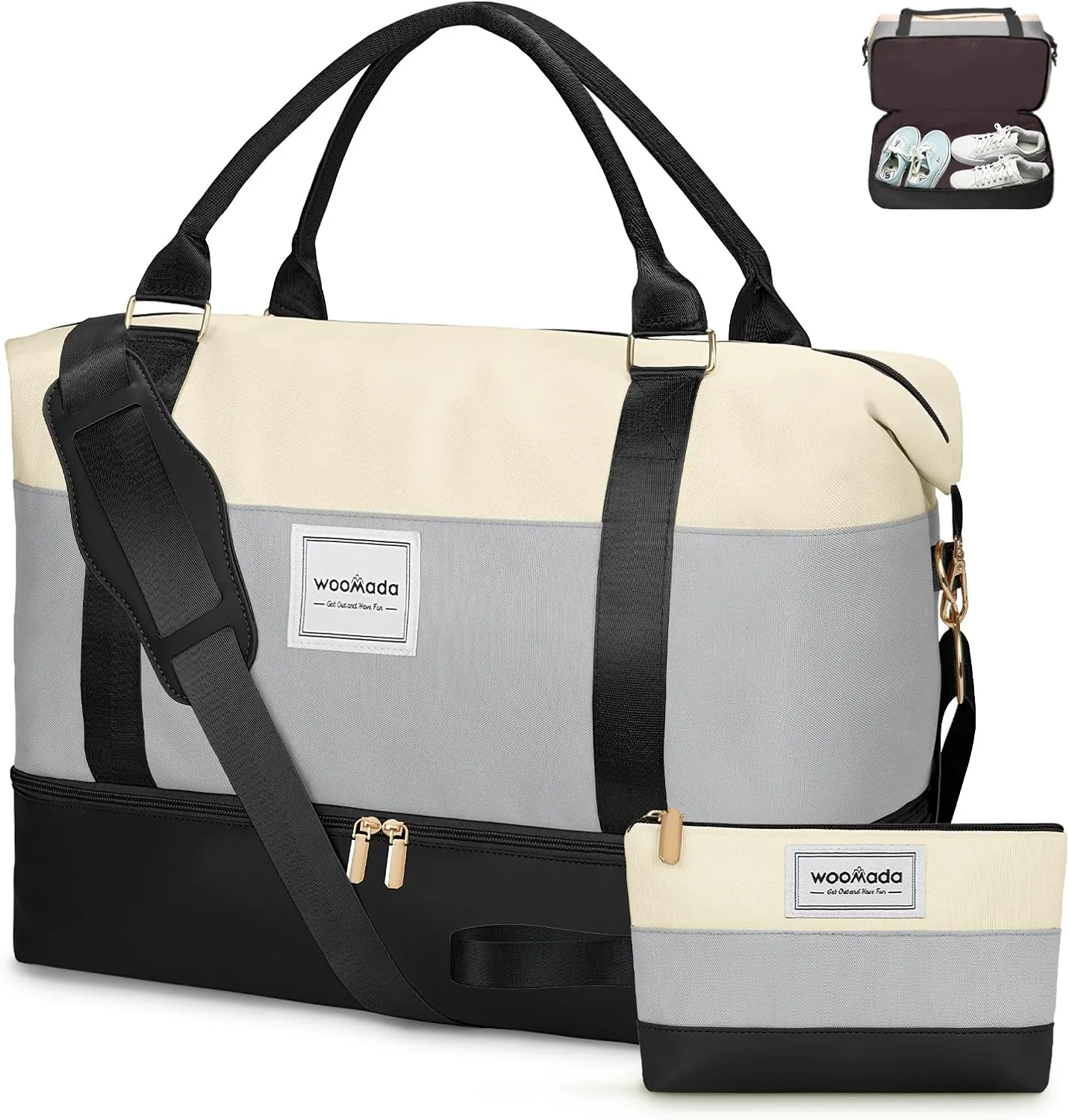 WOOMADA Weekender Bags for Women, Carry On Overnight Bag with Toiletry Bag, Personal Item Travel Duffel