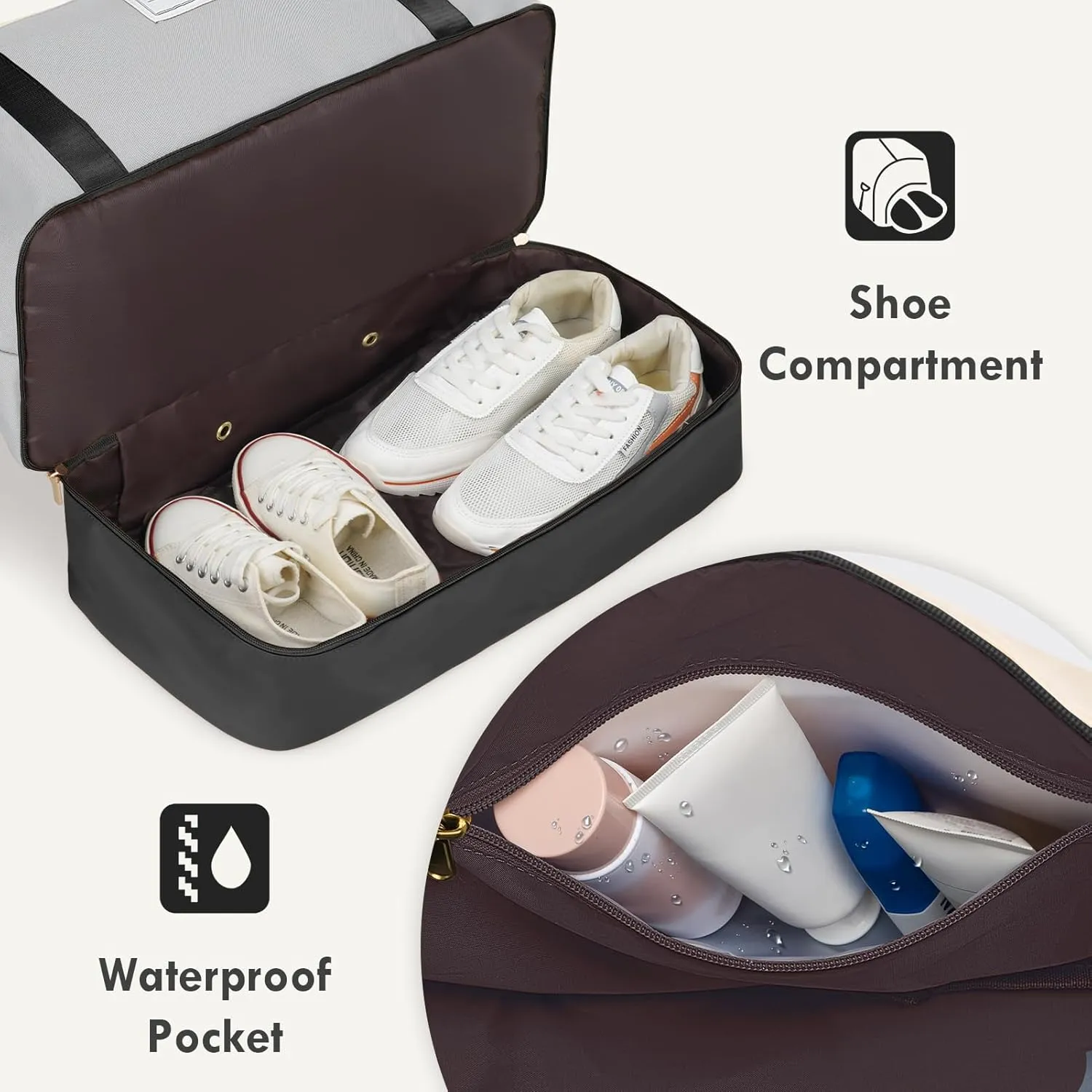 WOOMADA Weekender Bags for Women, Carry On Overnight Bag with Toiletry Bag, Personal Item Travel Duffel