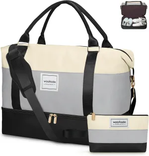 WOOMADA Weekender Bags for Women, Carry On Overnight Bag with Toiletry Bag, Personal Item Travel Duffel
