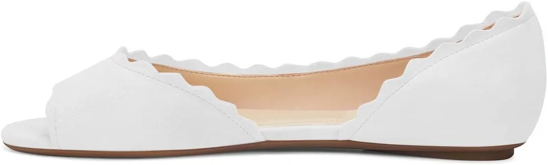 XYD Women Chic Open Peep Toe Wave Ballet Flats D'Orsay Slip On Loafers Dress Comfortable Casual Walking Shoes