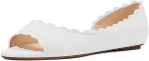 XYD Women Chic Open Peep Toe Wave Ballet Flats D'Orsay Slip On Loafers Dress Comfortable Casual Walking Shoes