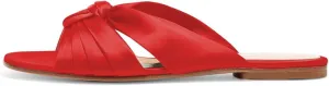 YDN Women Comfortable Cross Strap Satin Slide Sandals Low Heel Backless Slip On Summer Walking Flat Slippers