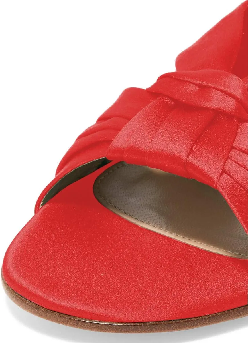 YDN Women Comfortable Cross Strap Satin Slide Sandals Low Heel Backless Slip On Summer Walking Flat Slippers