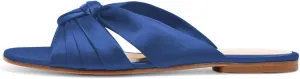 YDN Women Comfortable Cross Strap Satin Slide Sandals Low Heel Backless Slip On Summer Walking Flat Slippers