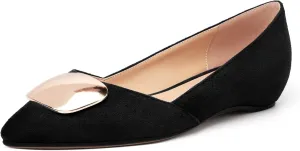 YODEKS Women Flats Low Heel Slip On Closed Pointed Toe Dress Ballet Flat Shoes