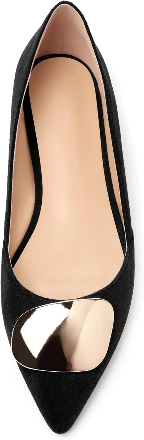 YODEKS Women Flats Low Heel Slip On Closed Pointed Toe Dress Ballet Flat Shoes