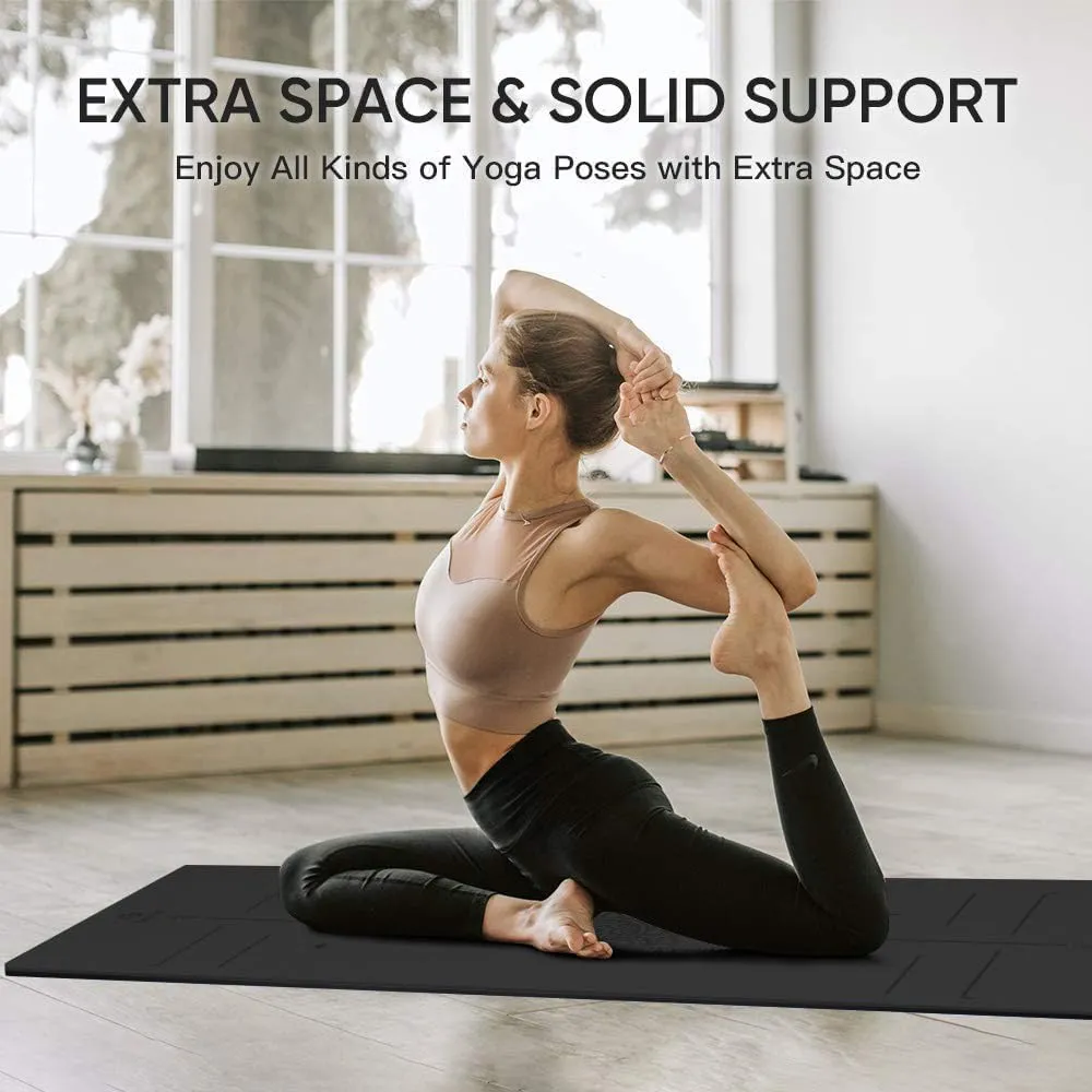 Yoga Mat Non Slip TPE Thick Yoga Mat with Alignment Mark, Large Size 72"L x 32"W x 0.32"Th or 0.24"Th, Anti-Tear Exercise & Fitness Mat for Yoga, Pilates & Floor Workouts