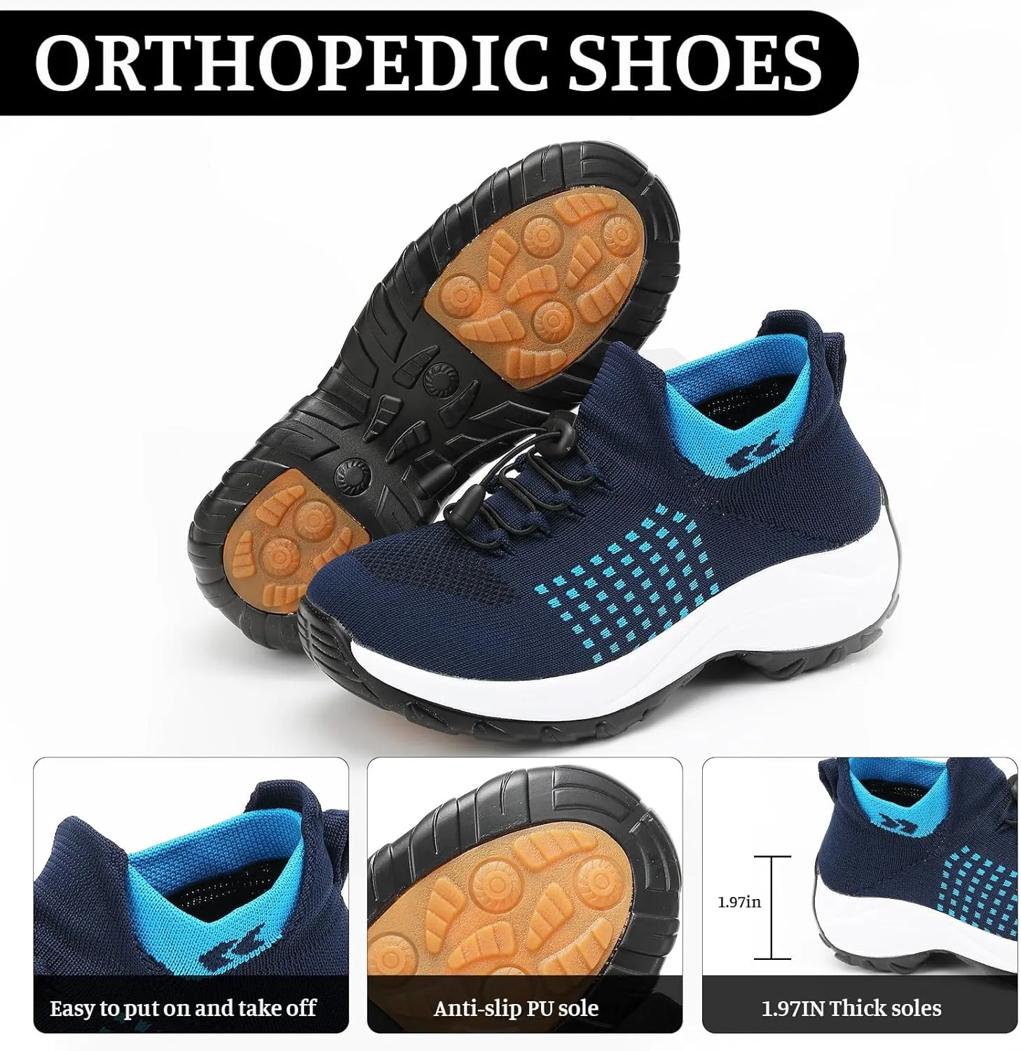 ZWRXW Comfort Wear Orthowear Shoes for Women Men,Arch Support Orthopedic Sneakers Stretch Comfortable Casual Athletic Sneakers Outdoor Lightweight Breathable Walk Shoes