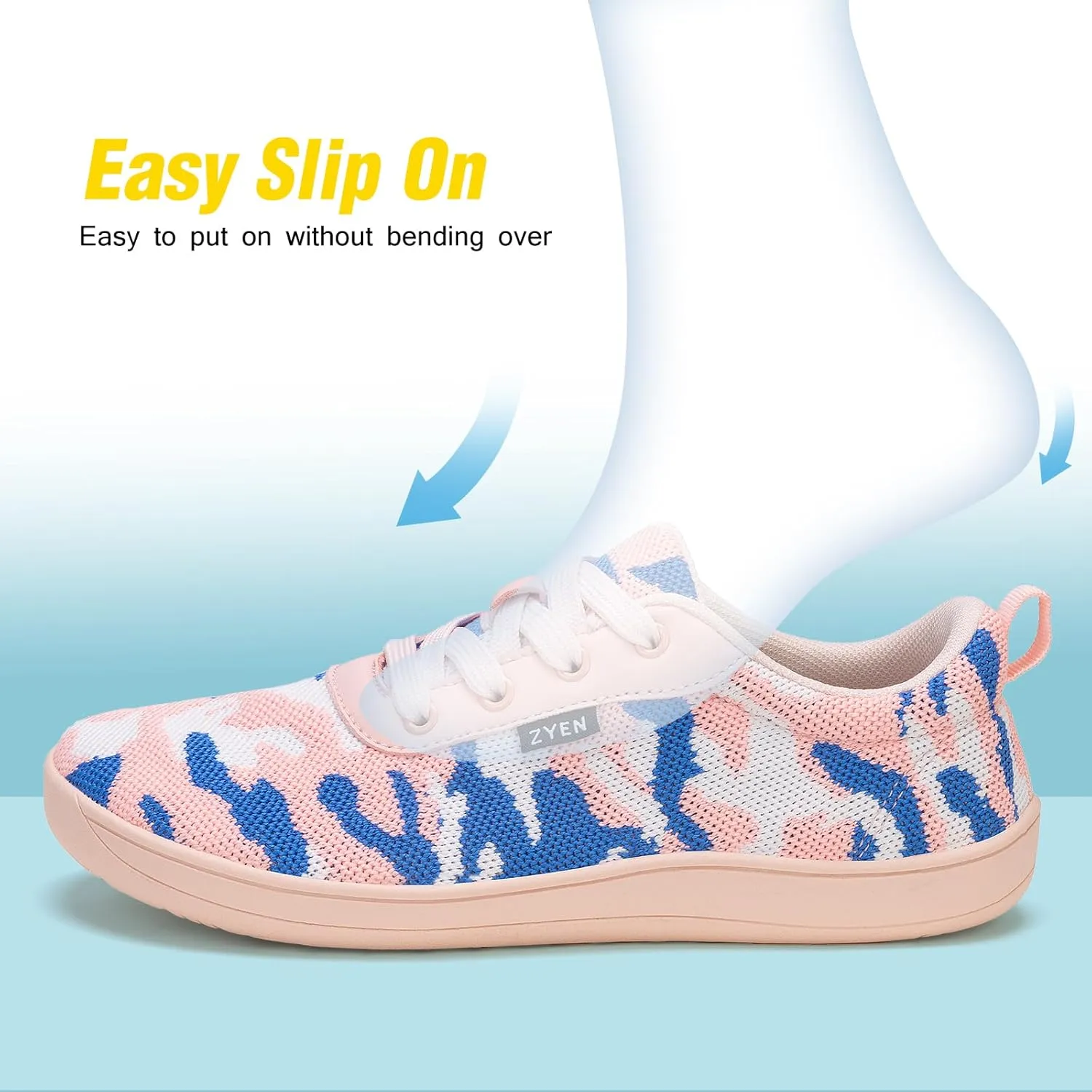 ZYEN Wide Toe Box Barefoot Shoes for Women | Wide Width Breathable Camouflage Shoes | Zero Drop Sole Fashion Non Slip Gym Sneaker Lightweight Minimalist Walking Sneaker